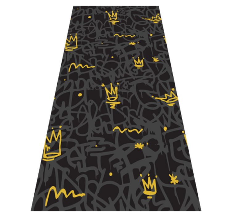 Bedroom vinyl rug with black and gold graffiti crown - TenStickers