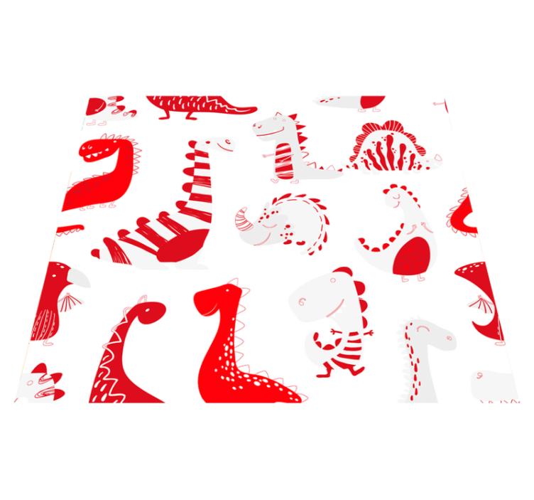 Bedroom vinyl rug with red dinosaur sketches - TenStickers