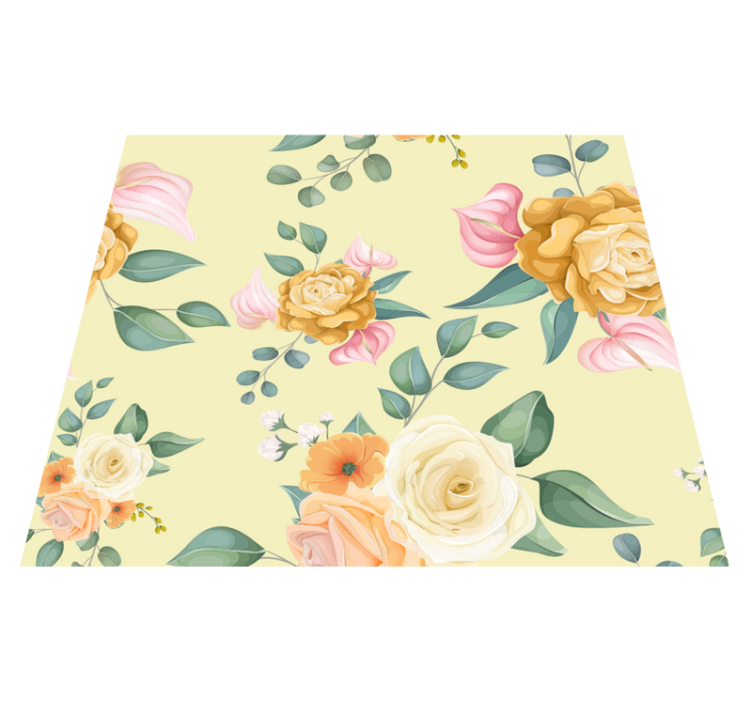 Bedroom vinyl rug in vintage yellow roses style - TenStickers