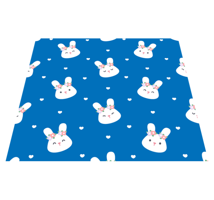 Bedroom vinyl rug with adorable rabbits on blue - TenStickers