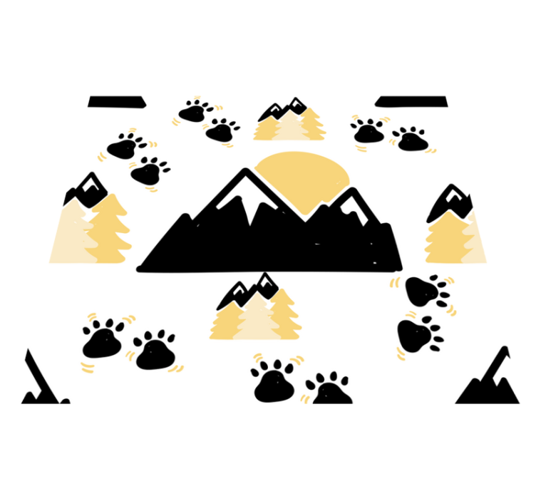 Bedroom vinyl rug mountain footprints on white - TenStickers