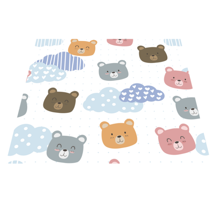 Bedroom vinyl rug minimalistic bear smile white - TenStickers