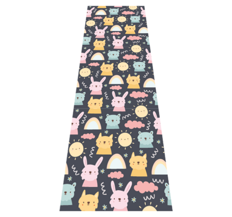 Pastel animals and rainbows bedroom vinyl rug - TenStickers