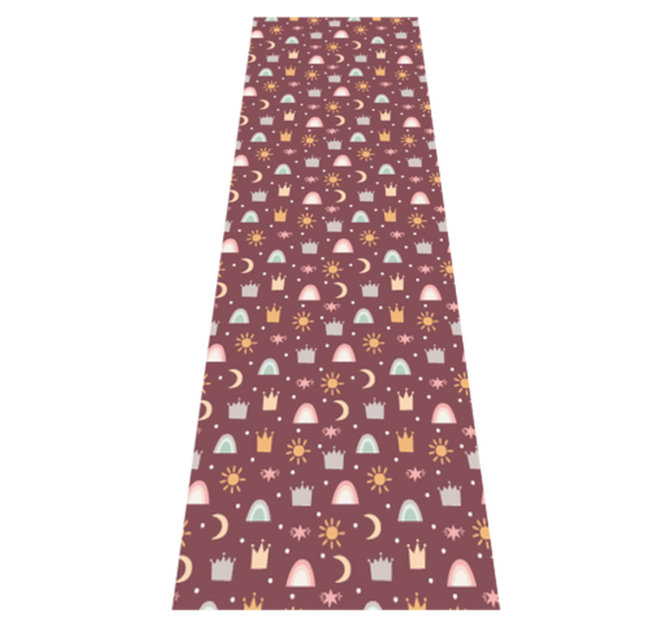 Bedroom vinyl rug with crown, star, and rainbow pattern - TenStickers