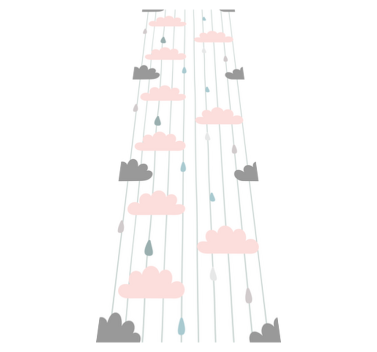 Bedroom vinyl rug in pink and grey clouds - TenStickers