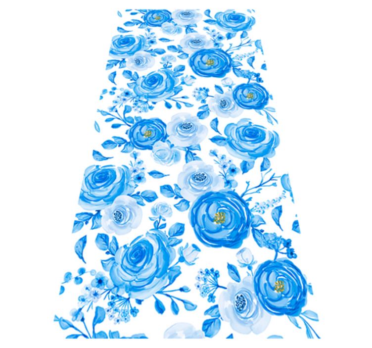 Bedroom vinyl rug with nordic blue clock flowers - TenStickers