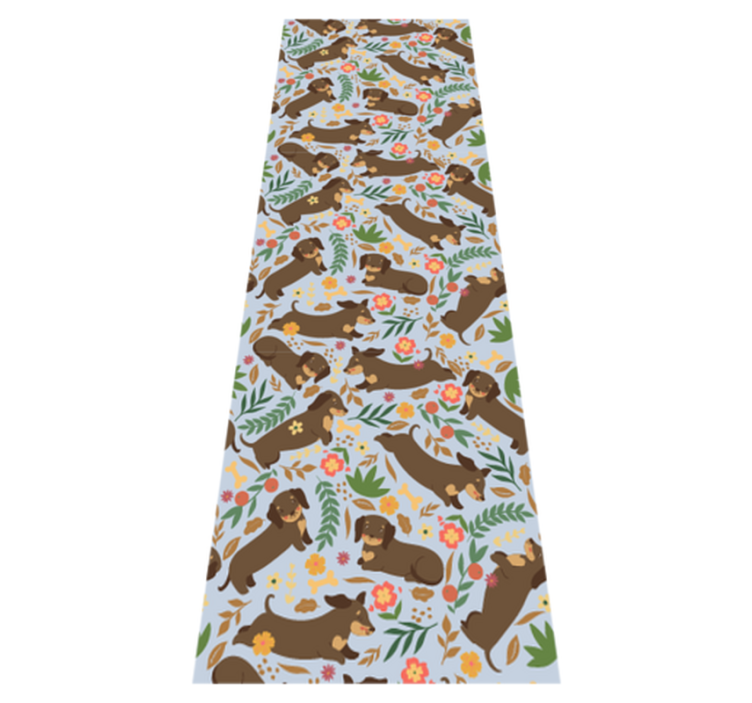 Bedroom vinyl rug with dachshund and flowers design - TenStickers