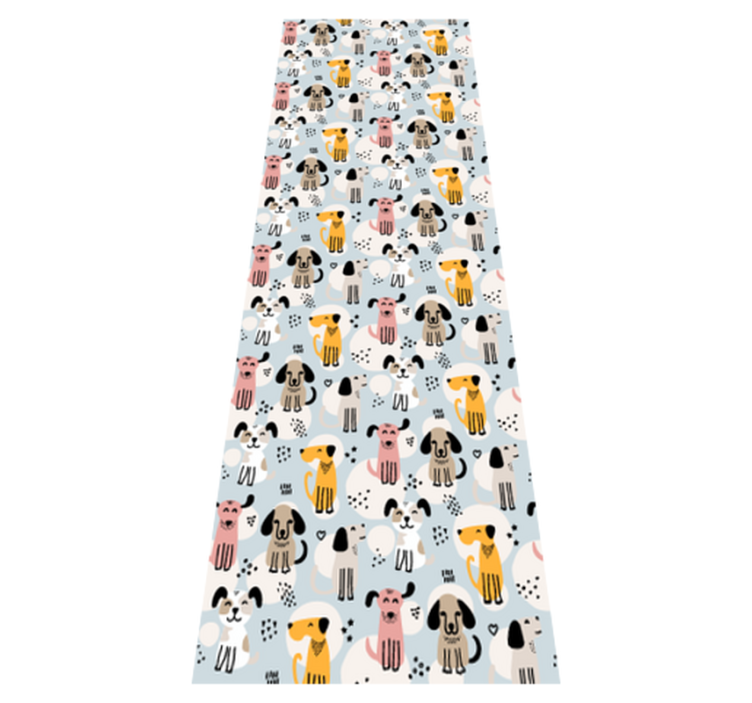 Bedroom vinyl rug with multicolored dogs on blue - TenStickers