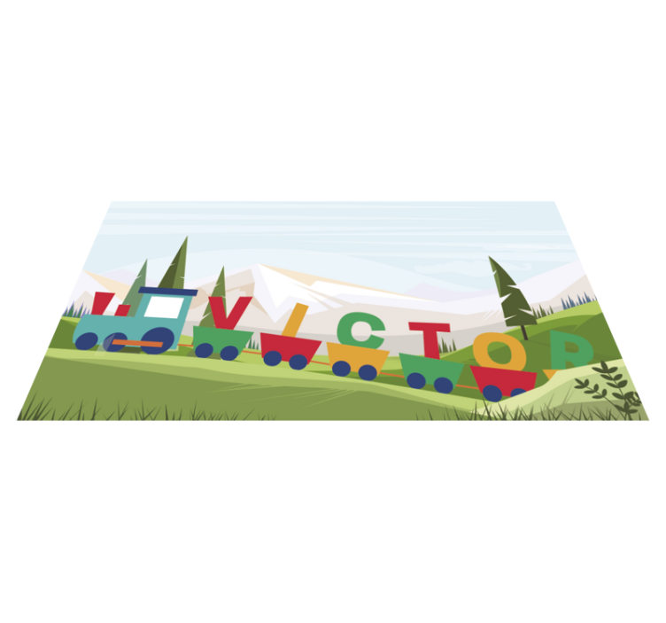 Customizable Alphabet Train Theme nursery vinyl rug - TenStickers