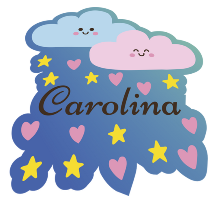 personalizable clouds and stars vinyl rug - TenStickers