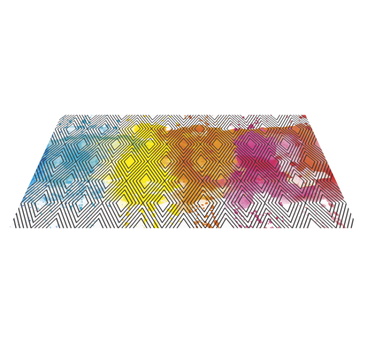 Multicolor Geometric Pattern modern vinyl rug - TenStickers