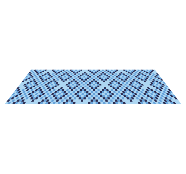 Geometric Blue Pixel Pattern geometric vinyl rug - TenStickers