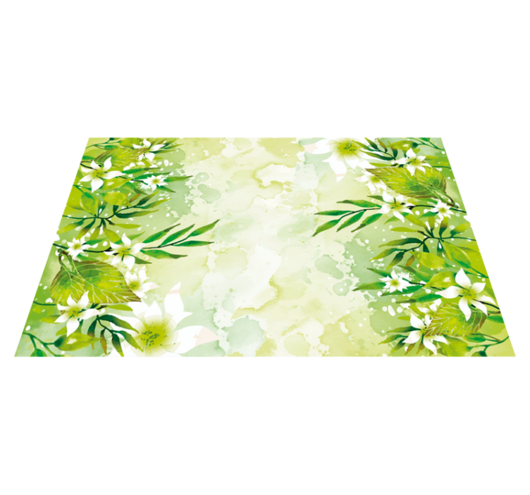 Botanical Greenery flower vinyl rug - TenStickers