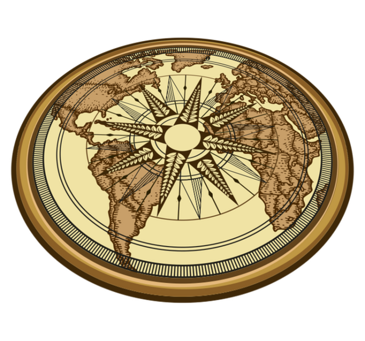 Compass World Map world map vinyl rug - TenStickers