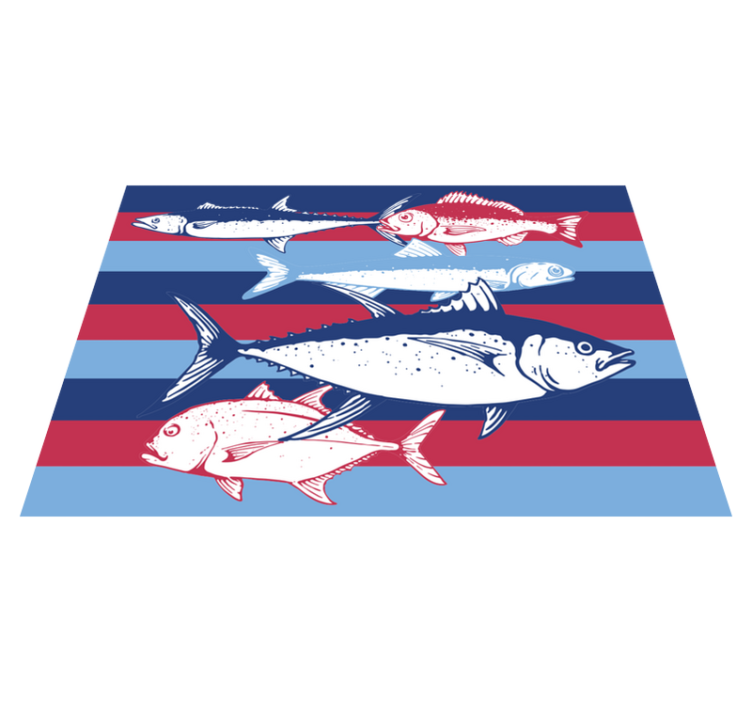 Fish Stripe Illustration animal vinyl rug - TenStickers