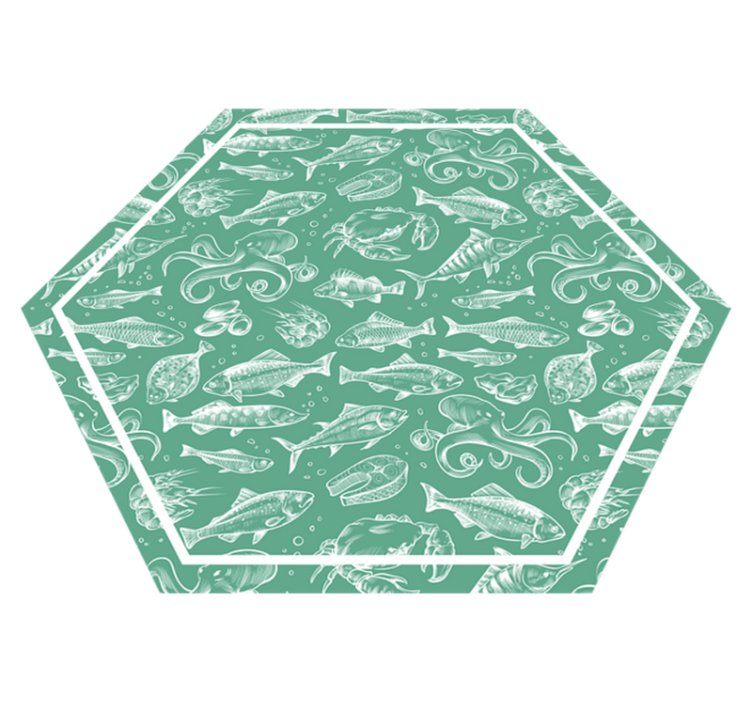 Sketch fish hand draw animal vinyl rug - TenStickers