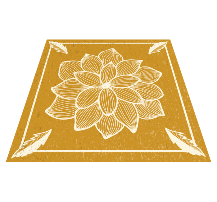 Golden Floral Design flower vinyl rug - TenStickers