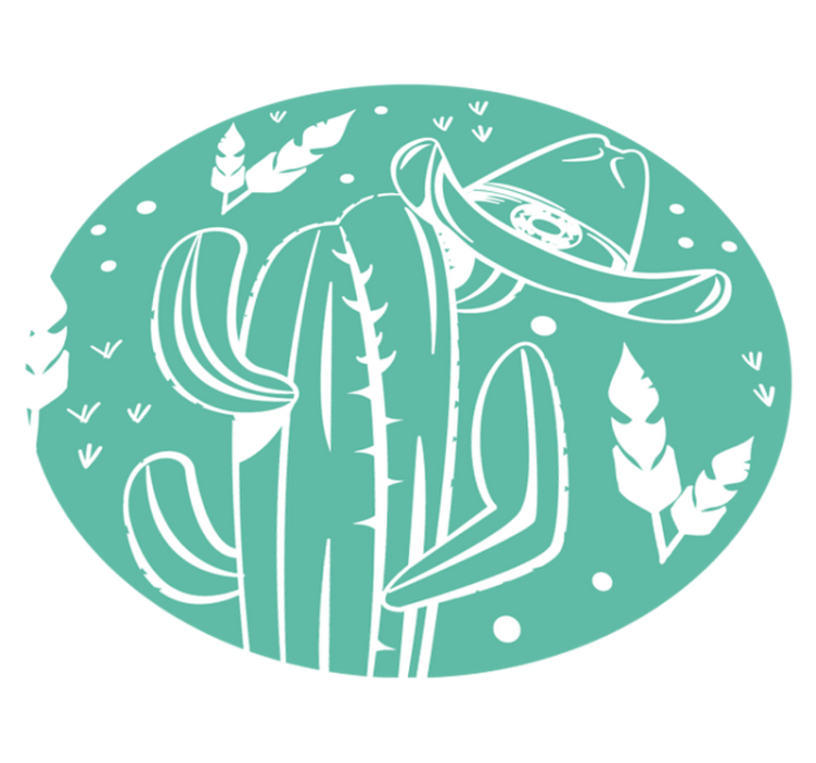 Cactus and hat western pattern living room rug - TenStickers