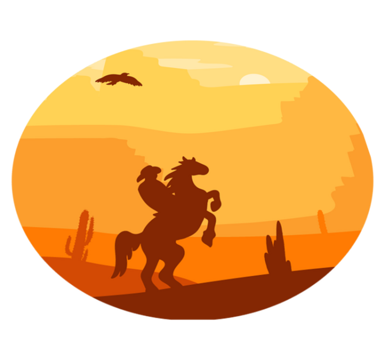Cowboy landscape kids vinyl rug - TenStickers