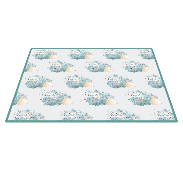 Hedgehog Floral Patterns nursery vinyl rug - TenStickers