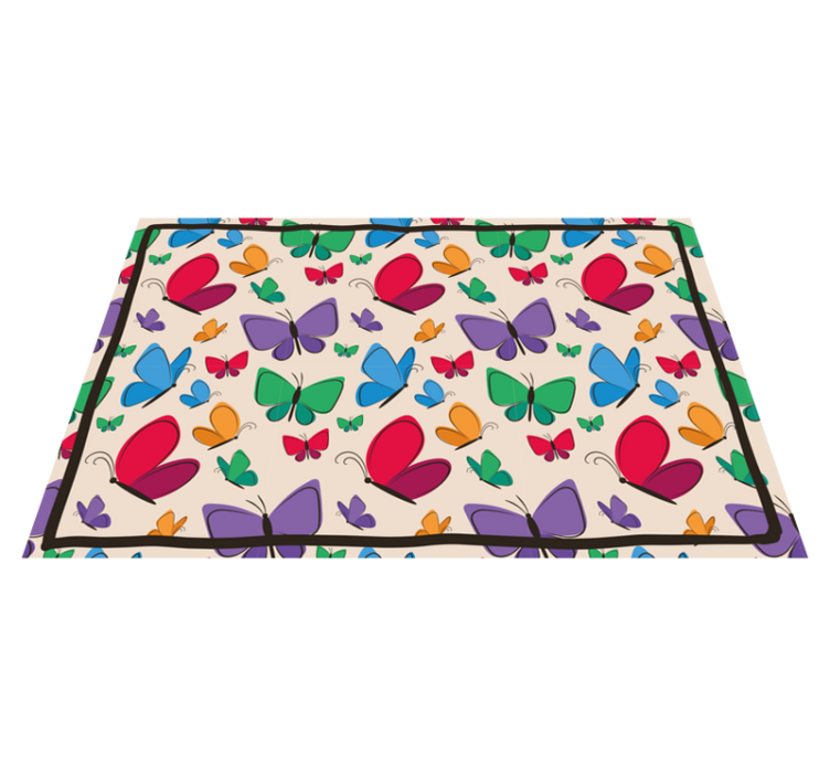 Butterfly Abundance flower vinyl rug - TenStickers