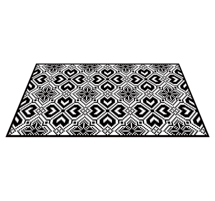 Monochrome Tribal Pattern geometric vinyl rug - TenStickers