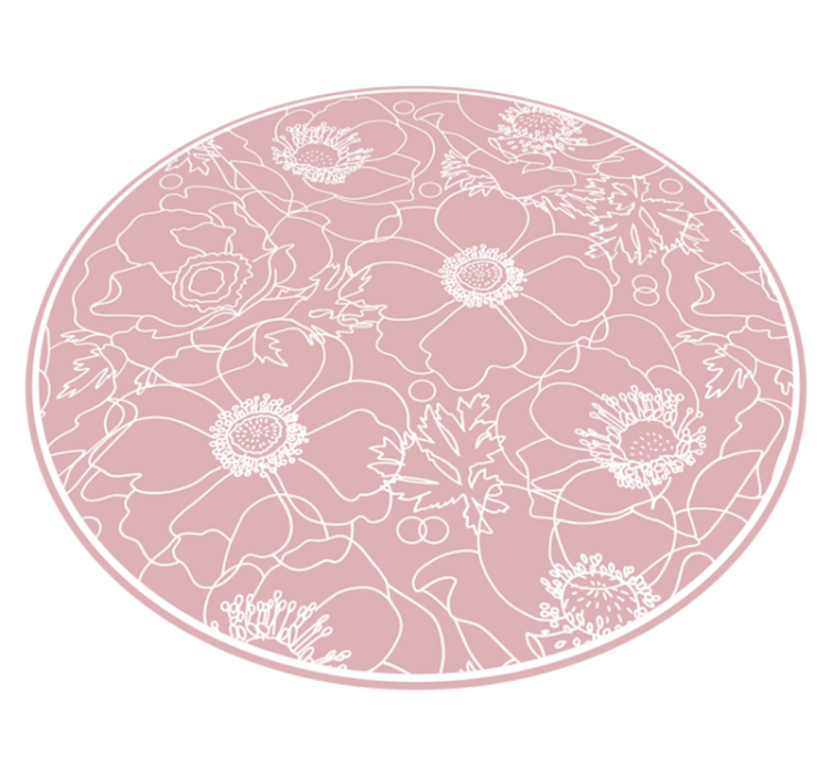 Floral Outline Motif flower vinyl rug - TenStickers