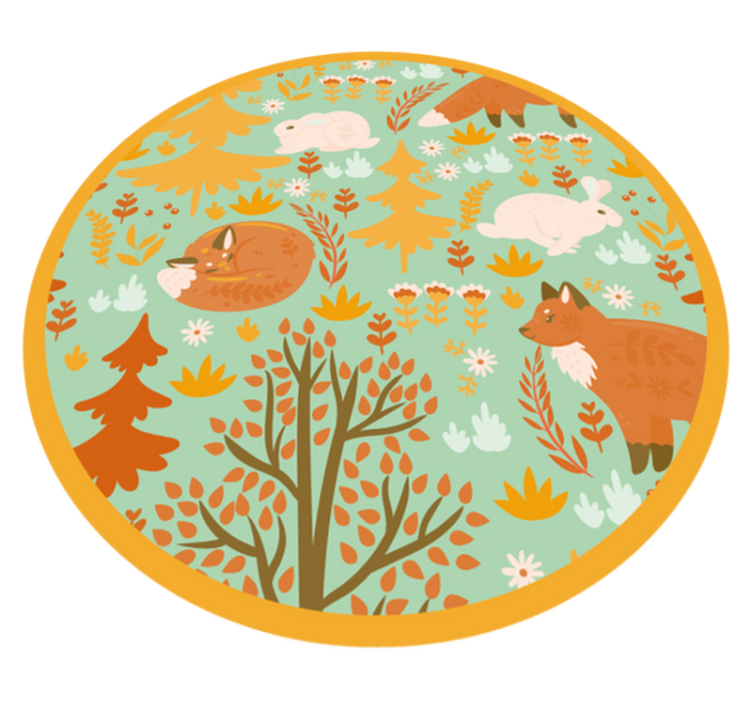 Forest Friends Circle nursery vinyl rug - TenStickers