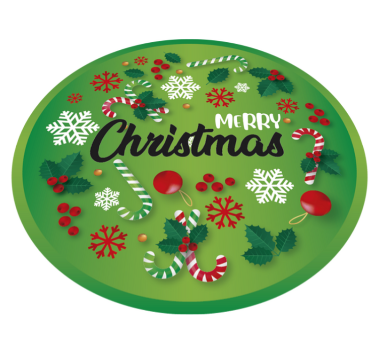 Merry Christmas Green Vinyl Rug - TenStickers