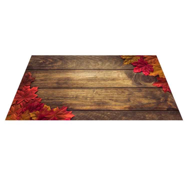 Wood with Autumn leaves vinyl flooring - TenStickers