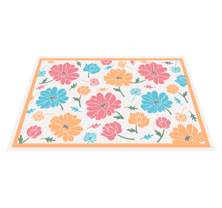 Colourful Flowers floral vinyl rug - TenStickers
