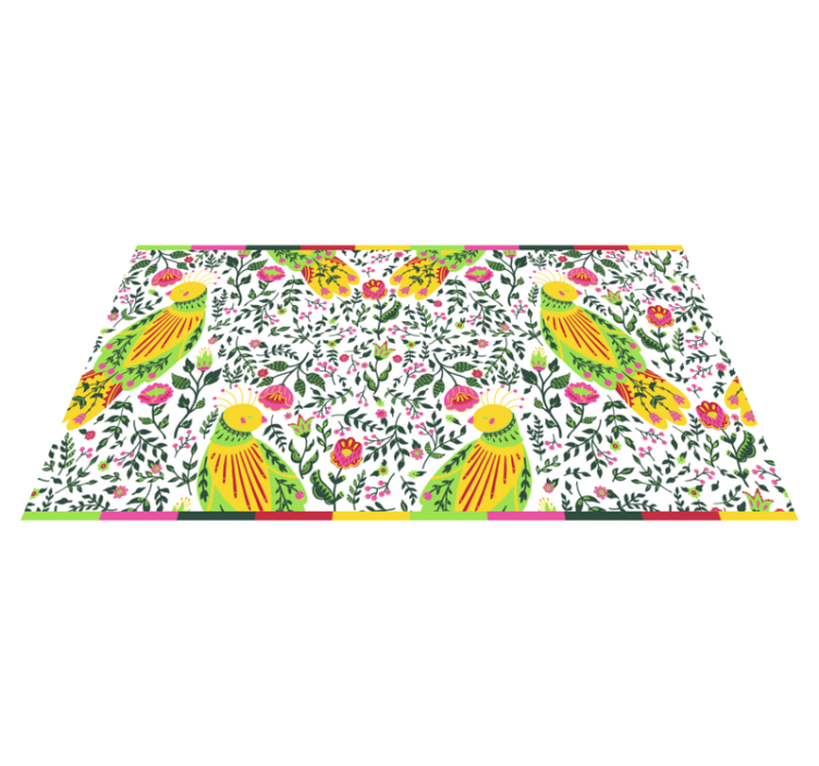 Floral Parrot Pattern flower vinyl rug - TenStickers