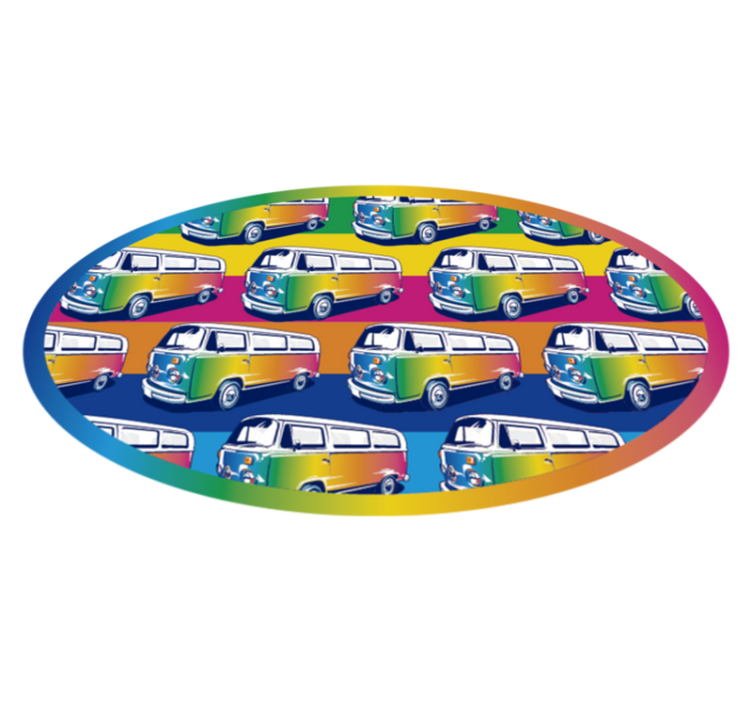 Retro Vehicle Parade vinyl rug - TenStickers