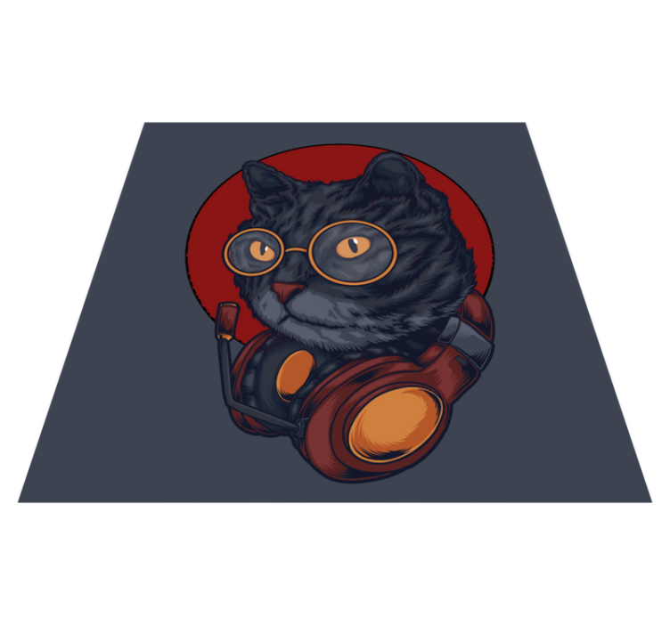 cat music illustration animal rug - TenStickers