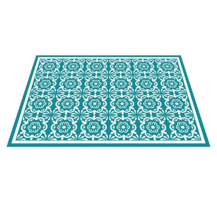 Blue Flowers tile vinyl carpet - TenStickers