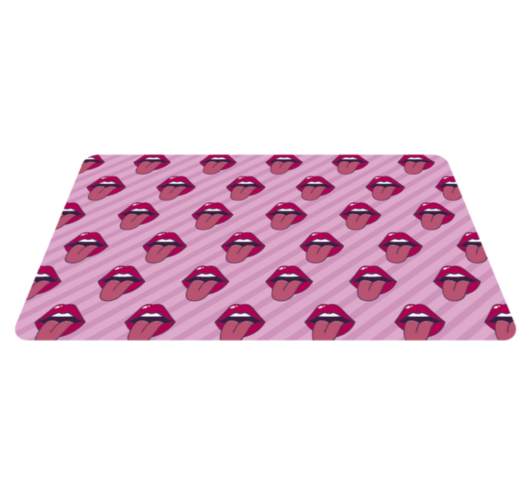 Pink tongue and lips teen vinyl rug - TenStickers