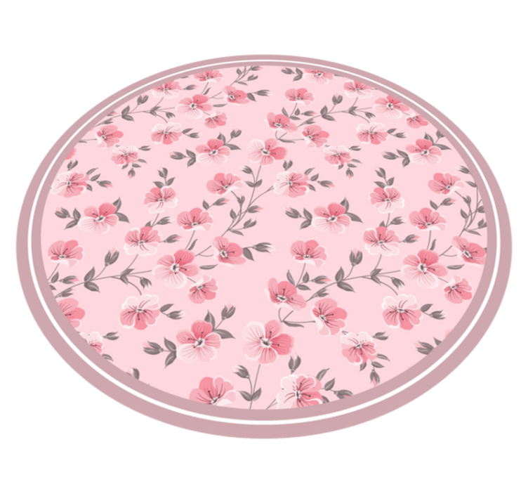 Floral Circle Design flower vinyl rug - TenStickers