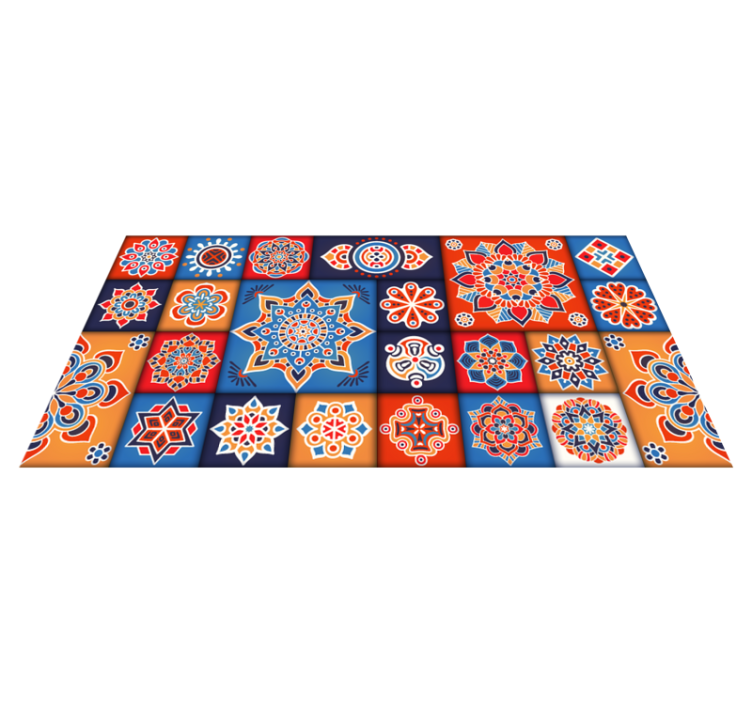 colorful floral tiles kitchen floor tiles - TenStickers