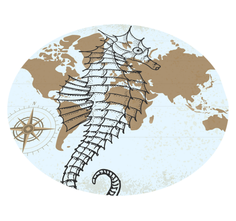 Seahorse map animal vinyl rug - TenStickers