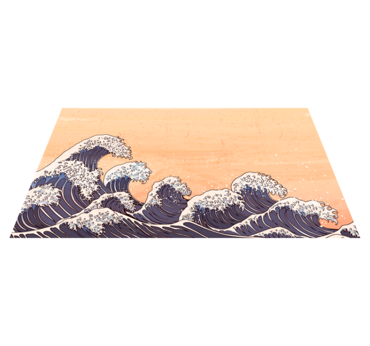Traditional Japanese Wave vinyl rug - TenStickers