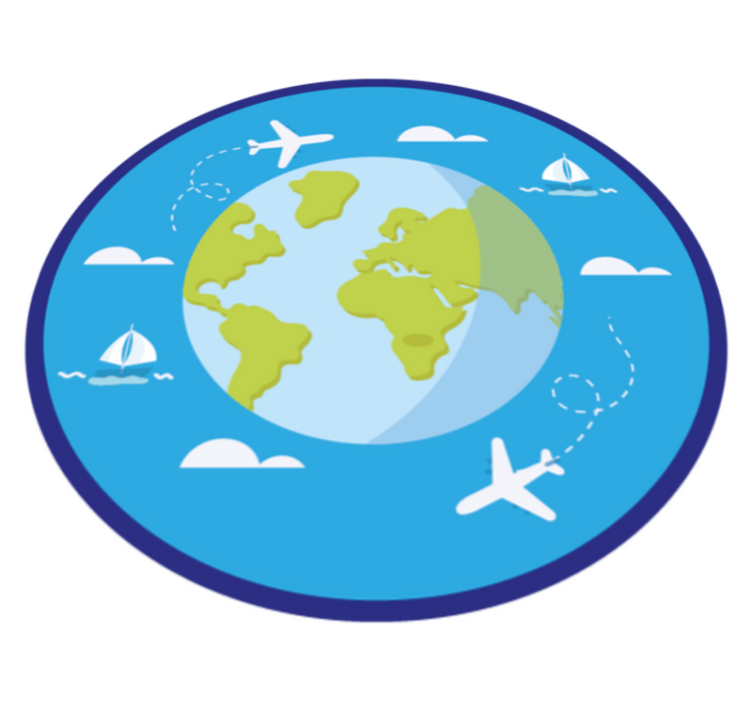 Round modern map world map rug - TenStickers