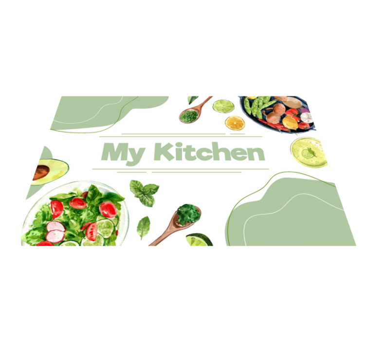 My kitchen houseware and food floor tiles - TenStickers