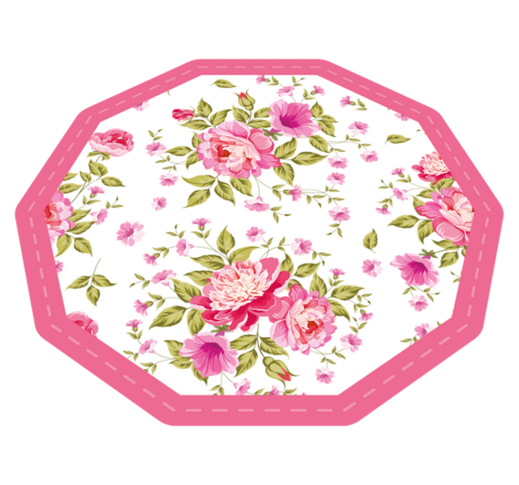 Floral Octagon flower vinyl rug - TenStickers