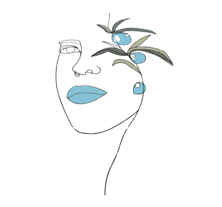 Floral Line Art flower vinyl rug - TenStickers