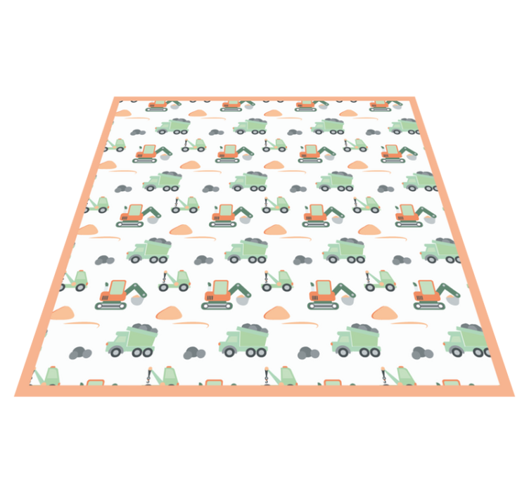Cartoon construction vehicles kids vinyl rug - TenStickers