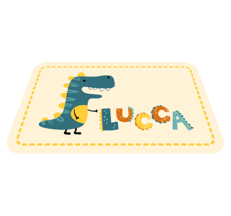 happy dinosaur with personalised name rug - TenStickers