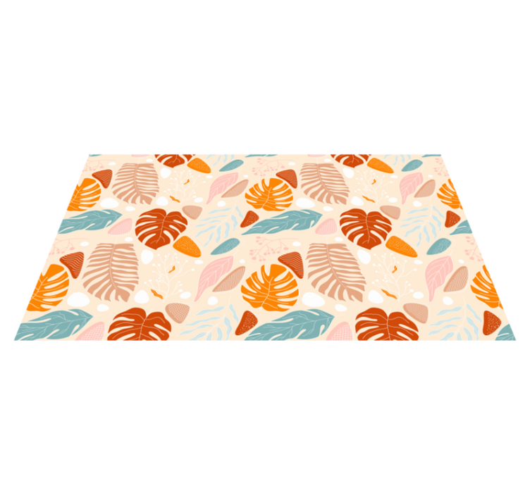 Tropical beige leaf patterns flower vinyl rug - TenStickers
