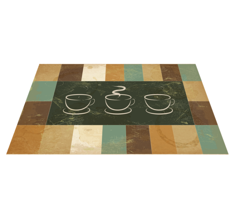 Steaming Coffee Cups kitchen vinyl rug - TenStickers