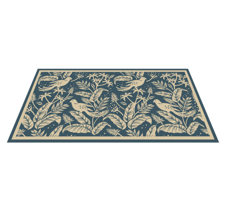 Blue and golden design floral rug - TenStickers
