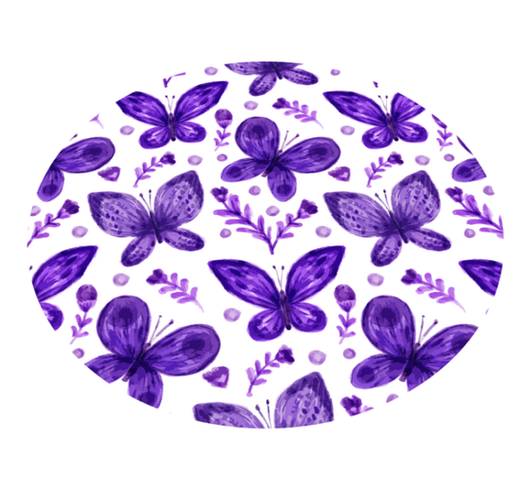 Butterfly Circle Pattern flower vinyl rug - TenStickers